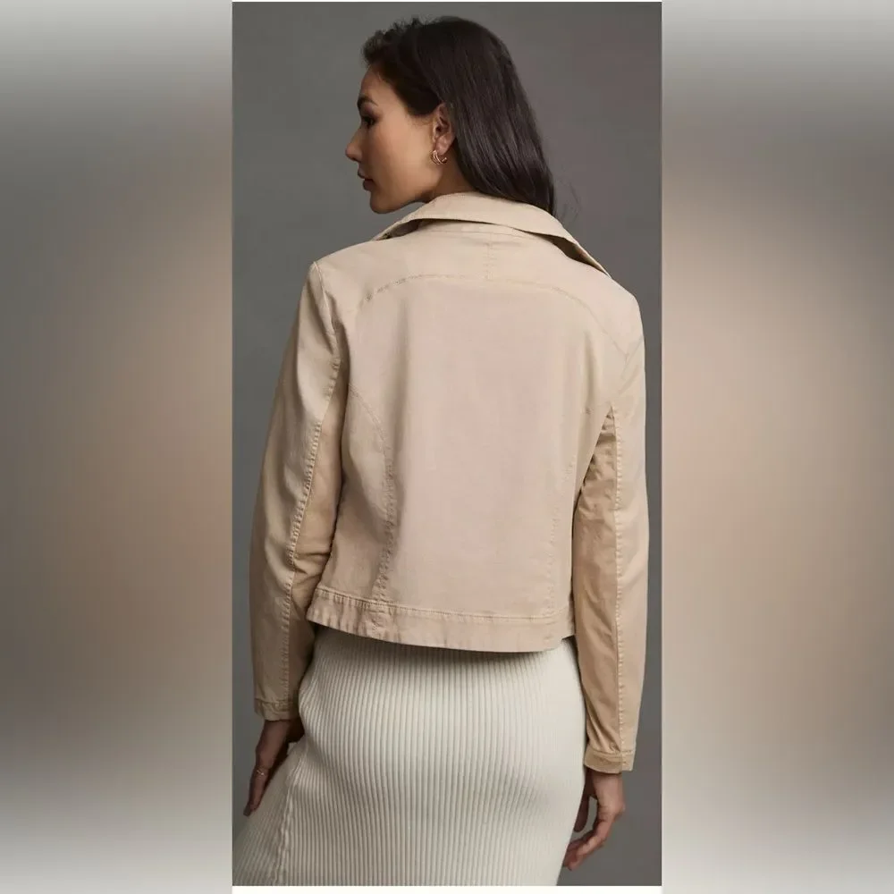 Anthropologie Marrakech beige neutral tan Moto Jacket Large